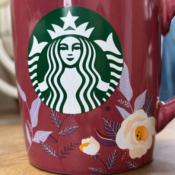 Starbucks Logo 2020 Mauve Floral Mermaid Siren Coffee Tea Mug Cup 10 Fl OZ - Picture 8 of 8